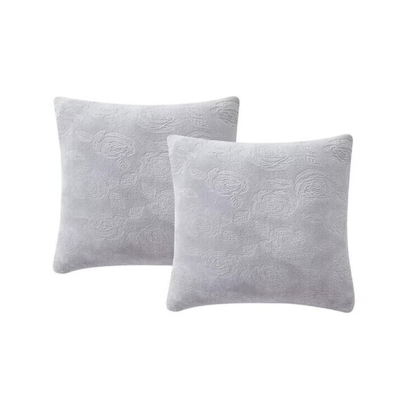 Infinity Home Throw Pillows Faux Fur 18 x 18 Set of 2 Gray Square Home Decor - Picture 1 of 2